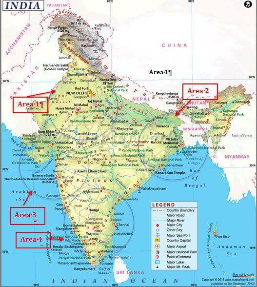 Trip to India map image