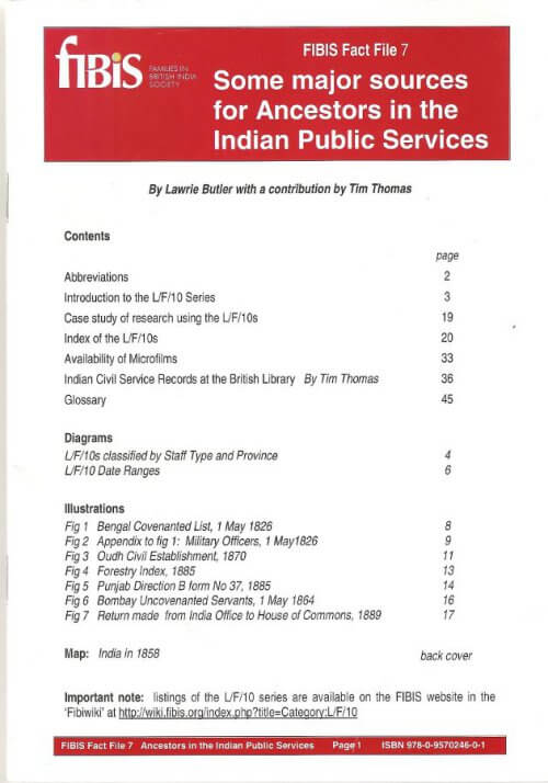 Some major sources for Ancestors in the Indian Public Services