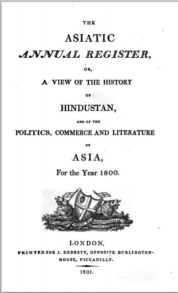 Asiatic Annual Register image