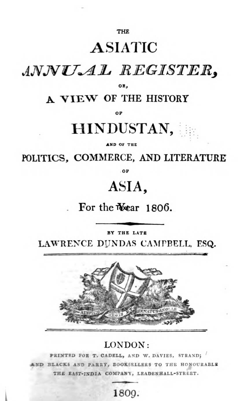 Asiatic Annual Register 1806 image
