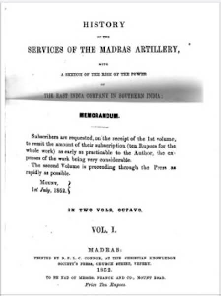Madras Artillery book image