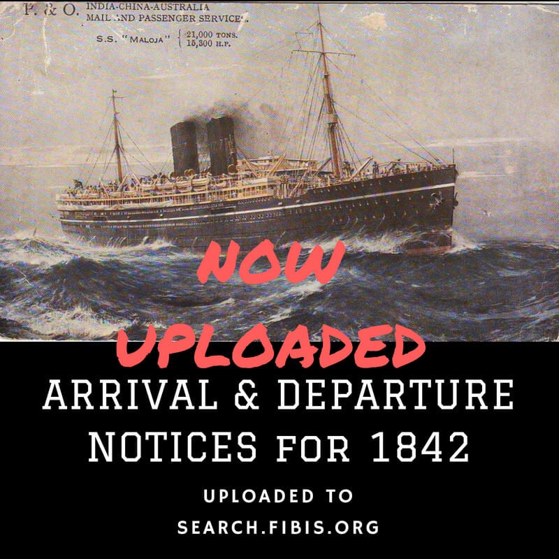 Bombay Times arrival and departure 1842 image