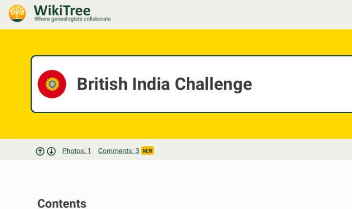 Wikitree British India Challenge
