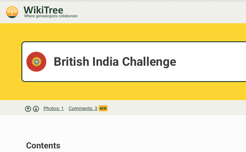 Wikitree British India Challenge